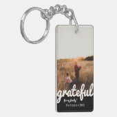Aangepaste foto van Grateful Black en White Script Sleutelhanger (Voorkant Links)