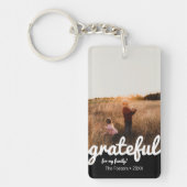 Aangepaste foto van Grateful Black en White Script Sleutelhanger (Voorkant)
