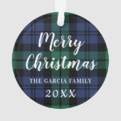 Aangepaste foto van groene en blauwe tartan ornament (achterkant)