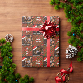 Aangepaste foto van groene en rode strepen voor ke cadeaupapier
