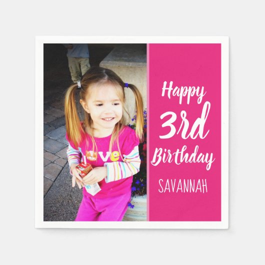 Aangepaste foto van Happy Birthday Napkin Servet (Voorkant)