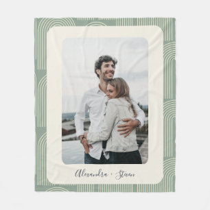 Aangepaste foto van hedendaagse Arch Line Art Sage Fleece Deken