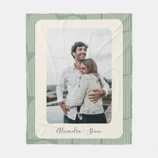 Aangepaste foto van hedendaagse Arch Line Art Sage Fleece Deken (Voorkant)