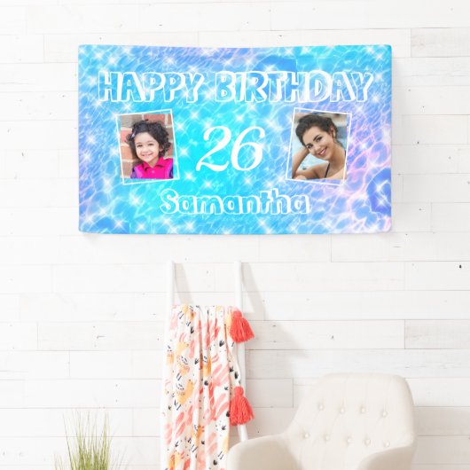 Aangepaste foto van het poolfeest van Birthday bla Spandoek (Insitu)