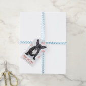 Aangepaste foto van hond cadeaulabel (Met Touw)