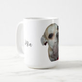 Aangepaste foto van hond en moeder, gepersonalisee koffiemok (Voorkant links)