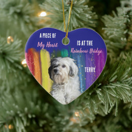 Aangepaste foto van hond Regenboogbrug-herdenkings Keramisch Ornament