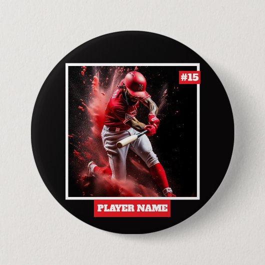Aangepaste foto van honkbalspeler Team Wandklok Ronde Button 7,6 Cm (Voorkant)