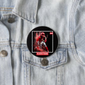 Aangepaste foto van honkbalspeler Team Wandklok Ronde Button 7,6 Cm (In situ)