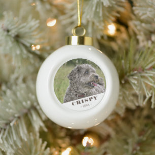 Aangepaste foto van huisdier hond keramische bal ornament