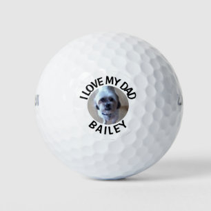Aangepaste foto van huisdier hond op golfbal Ik ho Golfballen