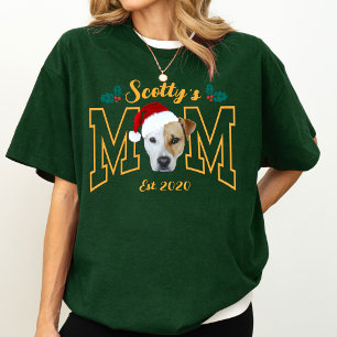 Aangepaste foto van huisdier met kerstmuts met Ker T-shirt