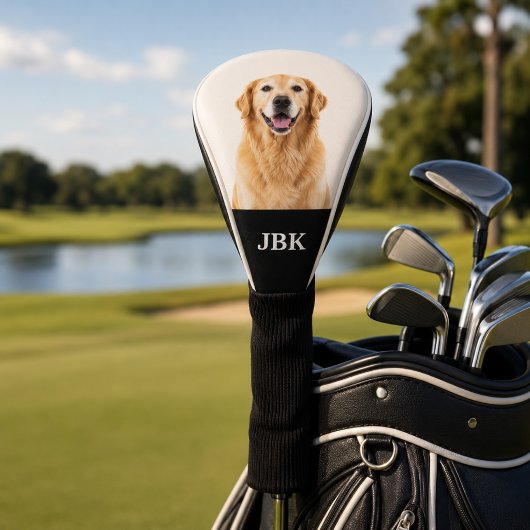 Aangepaste foto van huisdier met monogram golfclub golfheadcover