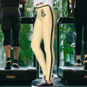 Aangepaste foto van huisdier Zachte boter geel zwa Leggings