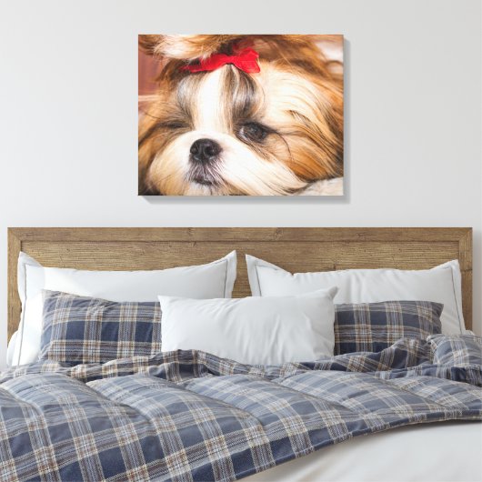 Aangepaste foto van je hond van een huisdier canvas afdruk (Insitu (Slaapkamer))
