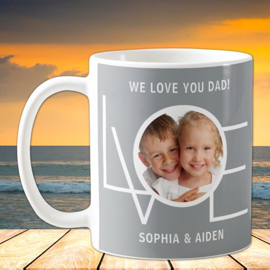 Aangepaste foto van je vader Vaderdag grijs Koffiemok