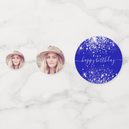 Aangepaste foto van Koninklijk zilverglitsstof Confetti (Achterkanten)