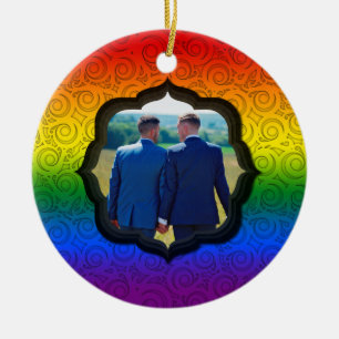 Aangepaste foto van LGBTQ Gay Rainbow Pride Flag C Keramisch Ornament