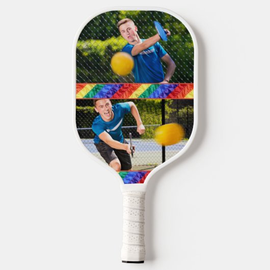 Aangepaste foto van LGBTQ-homepage regenboogvlag Pickleball Paddle (Achterkant)