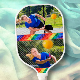 Aangepaste foto van LGBTQ-homepage regenboogvlag Pickleball Paddle