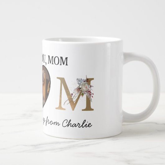 Aangepaste foto van mam florale hart van de hond grote koffiekop (Rechts)