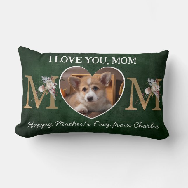 Aangepaste foto van mam florale hart van de hond kussen (Voorkant)