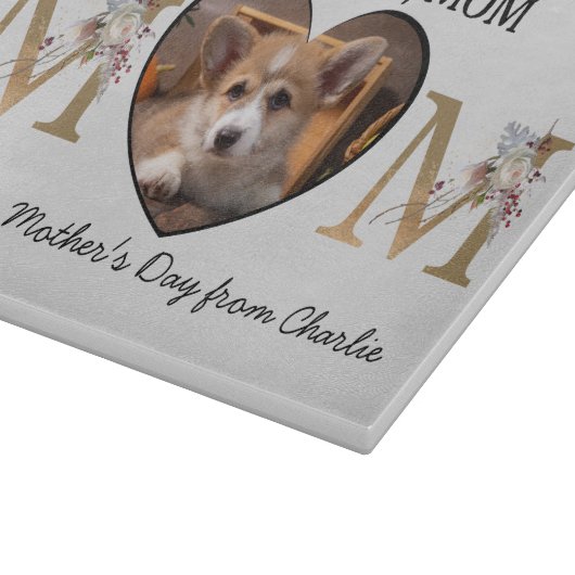 Aangepaste foto van mam florale hart van de hond snijplank (Hoek)