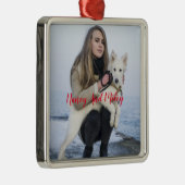 Aangepaste foto van meisje en hond metalen ornament (Rechts)