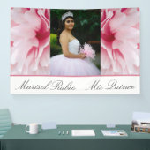 Aangepaste foto van Mis Quince Pink Floral Spandoek (Beurs)
