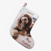 Aangepaste foto van Modern Cute Dog Kleine Kerstsok (Voorkant (Hangend))