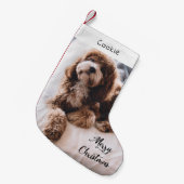 Aangepaste foto van Modern Cute Dog Kleine Kerstsok (Voorkant (Hangend))