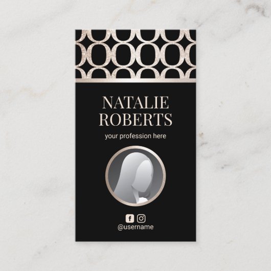 Aangepaste foto van modern Gold Geometric Pattern Visitekaartje (Voorkant)