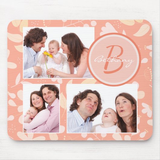 Aangepaste foto van modern peach Floral Pattern Muismat (Voorkant)