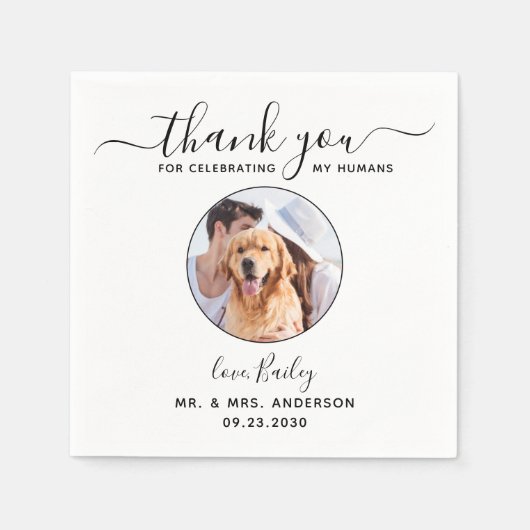 Aangepaste foto van modern script Dank je weduwsch Servet (Voorkant)