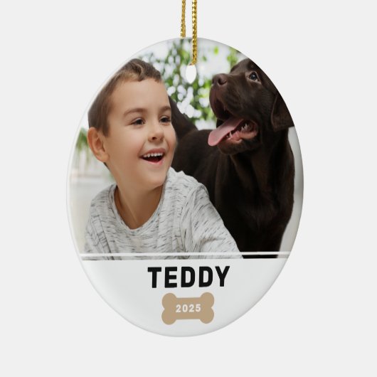 Aangepaste foto van moderne dog Bone-foto Keramisch Ornament (Rechts)