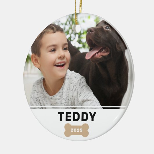 Aangepaste foto van moderne dog Bone-foto Keramisch Ornament (Links)