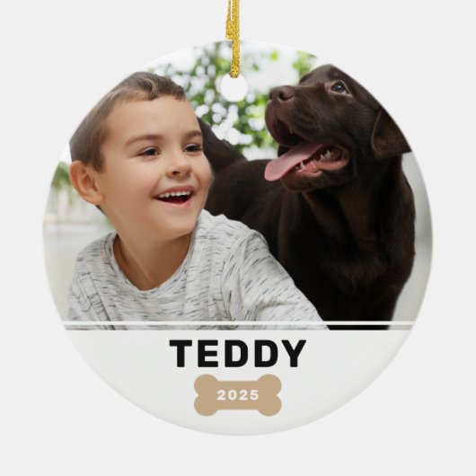 Aangepaste foto van moderne dog Bone-foto Keramisch Ornament (Achterkant)