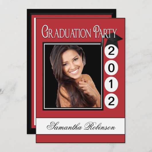 Aangepaste foto van moderne Fun Graduation Party Kaart (Voorkant / Achterkant)