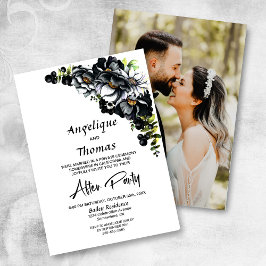 Aangepaste foto van Moody Black Floral Weddenschap Kaart