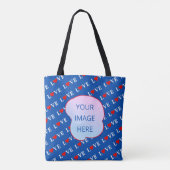 Aangepaste foto van Navy Blue LOVE Heart Tote Bag (Achterkant)
