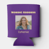 Aangepaste foto van Paarse en gouden noordse godin Blikjeskoeler (Achterkant)