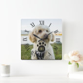 Aangepaste foto van pakket | Aangepast monogram Vierkante Klok (Huis)