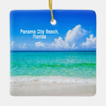 Aangepaste foto van Panama City Beach Shoreline Keramisch Ornament<br><div class="desc">Als je dit jaar naar Panama City in Florida bent geweest, wil je je de reis herinneren met deze unieke kerstaereis souvenir-versiering met een levendig fotografisch afbeelding van de turquoise blauwe wateren, het witte zandstrand, de rustige beachy typografie. Eenvoudig aan te passen met je reisdatum aan de voorkant en je...</div>