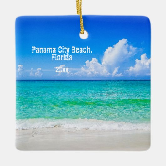 Aangepaste foto van Panama City Beach Shoreline Keramisch Ornament (Voorkant)