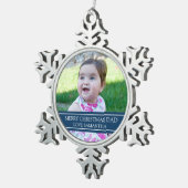 Aangepaste foto van Pap Kerstversienblauw Tin Sneeuwvlok Ornament (Rechts)