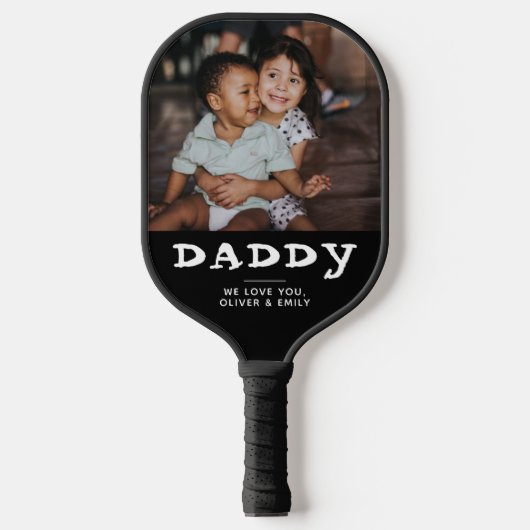 Aangepaste foto van papa Black Pickleball Paddle (Voorkant)