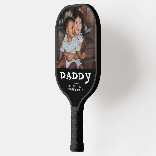 Aangepaste foto van papa Black Pickleball Paddle (Links)