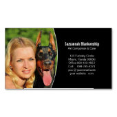 Aangepaste foto van Pet Companion Black White Magnetisch Visitekaartje (Voorkant)