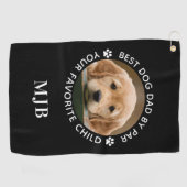 Aangepaste foto van Pet Dog Aangepast Monogram op  Golfhanddoek (Horizontaal)