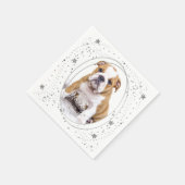 Aangepaste foto van Pet Dog Birthday Silver Glitte Servet (Hoek)